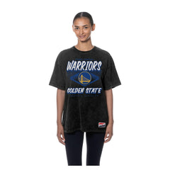 Golden State Warriors Women's Throwback Mineral Wash Oversized T-Shirt Black - NBA