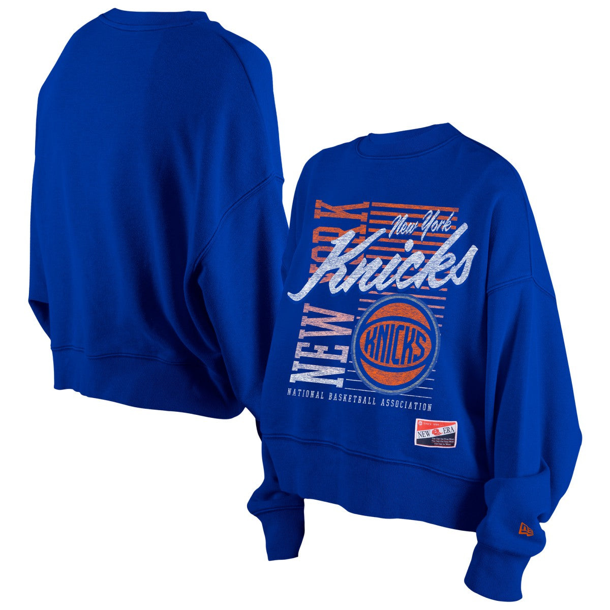 New York Knicks Women's Boxy Throwback Mineral Wash Sweatshirt Blue - NBA