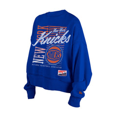 New York Knicks Women's Boxy Throwback Mineral Wash Sweatshirt Blue - NBA