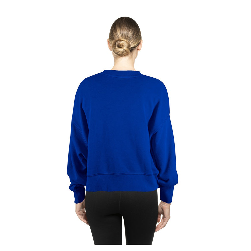 New York Knicks Women's Boxy Throwback Mineral Wash Sweatshirt Blue - NBA