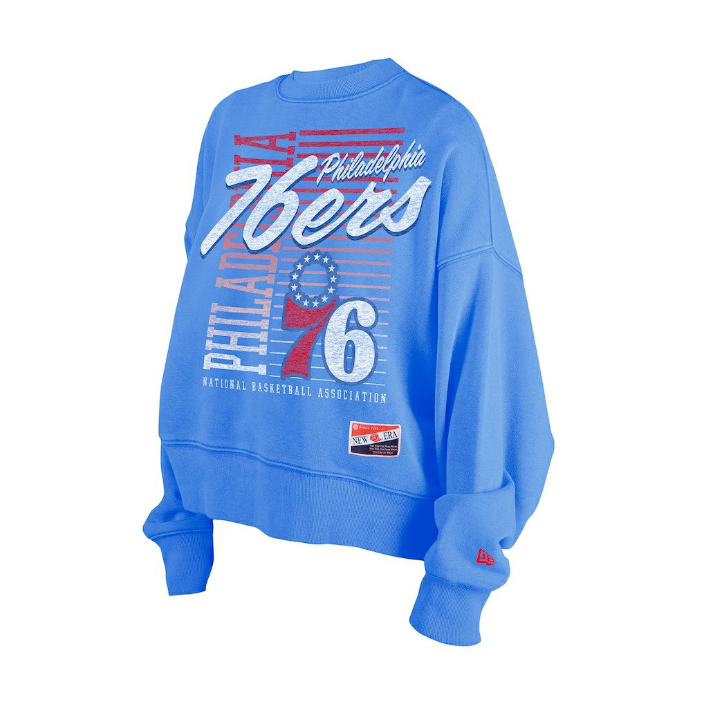 Philadelphia 76ers Women's Boxy Throwback Mineral Wash Sweatshirt Royal - NBA