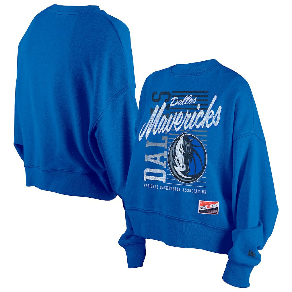 Dallas Mavericks Women's Boxy Throwback Mineral Wash Sweatshirt Blue - NBA