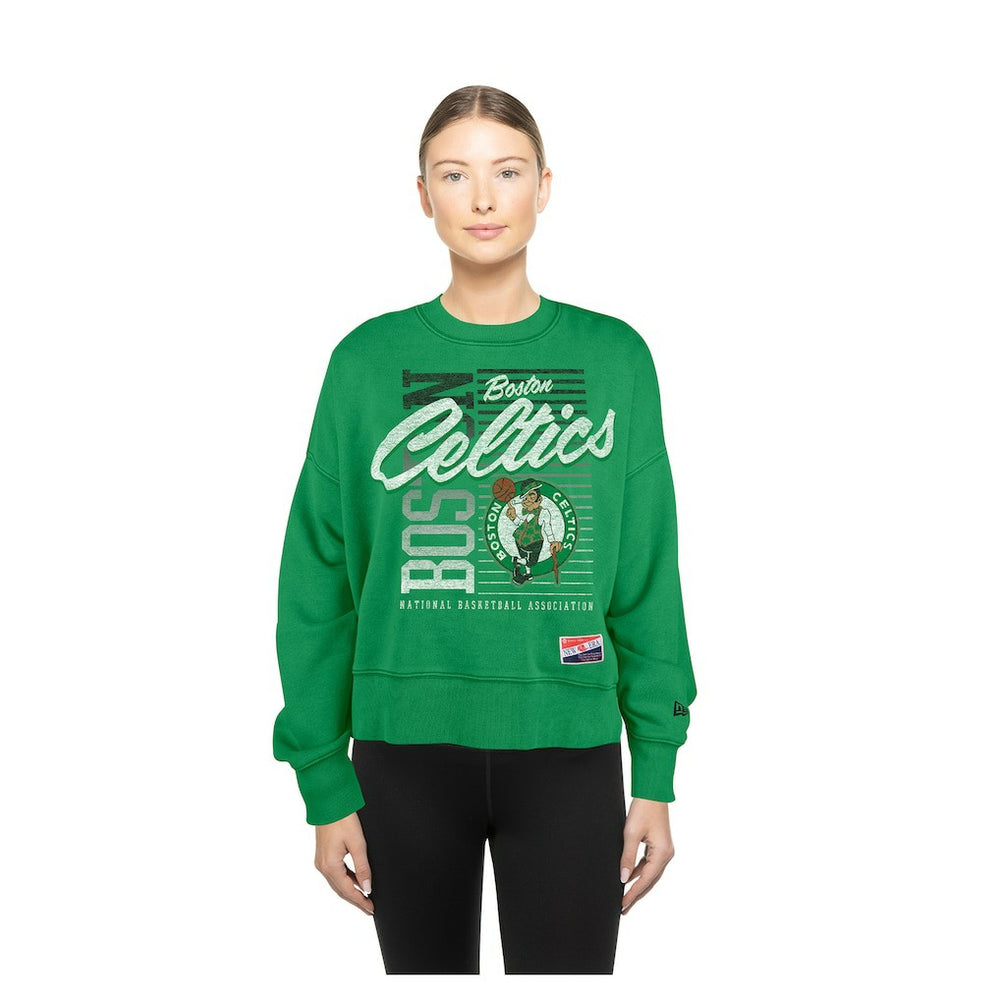 Boston Celtics Women's Boxy Throwback Mineral Wash Sweatshirt Kelly Green - NBA