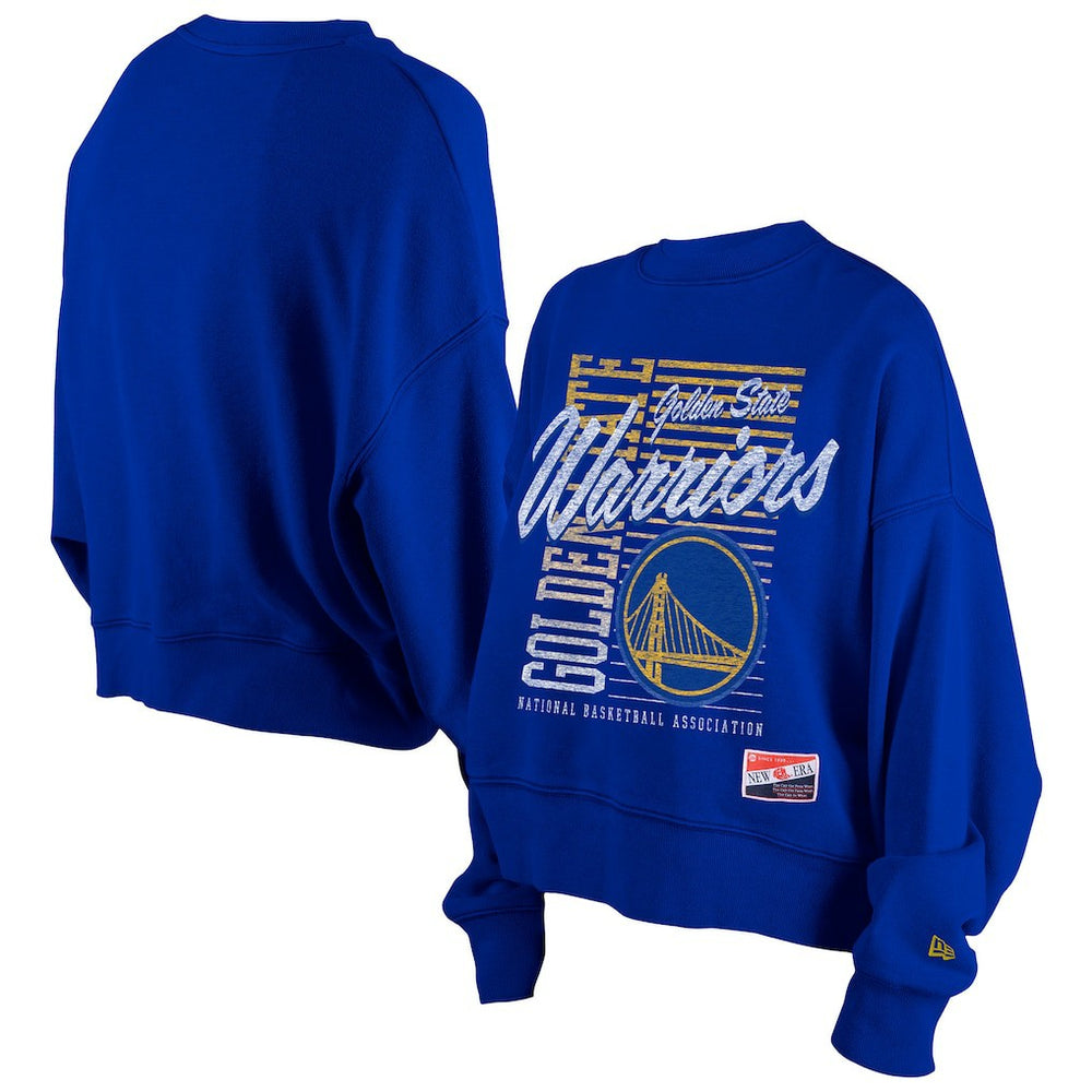 Golden State Warriors Women's Boxy Throwback Mineral Wash Sweatshirt Royal - NBA