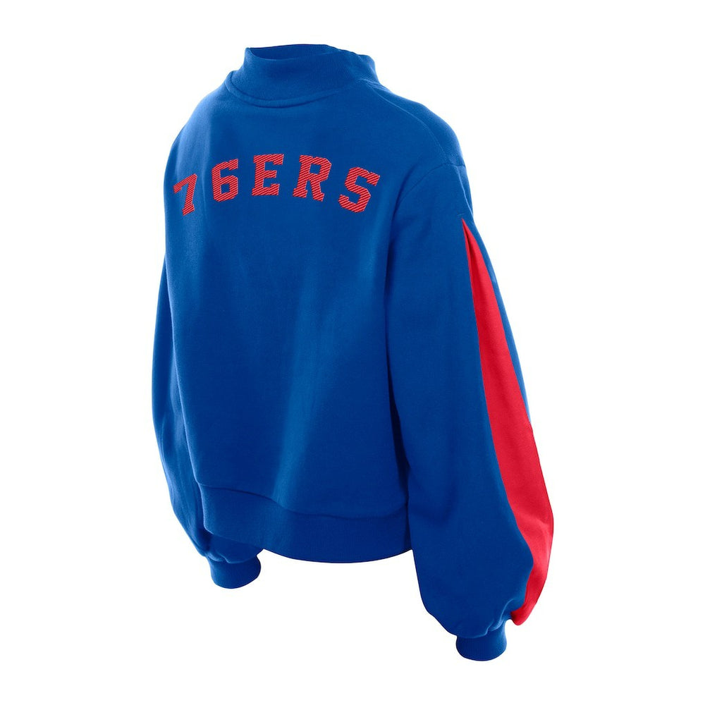 Philadelphia 76ers Women's Sport Night Balloon Sleeves Sweatshirt Royal - NBA