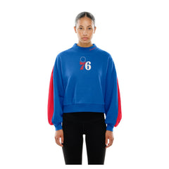 Philadelphia 76ers Women's Sport Night Balloon Sleeves Sweatshirt Royal - NBA