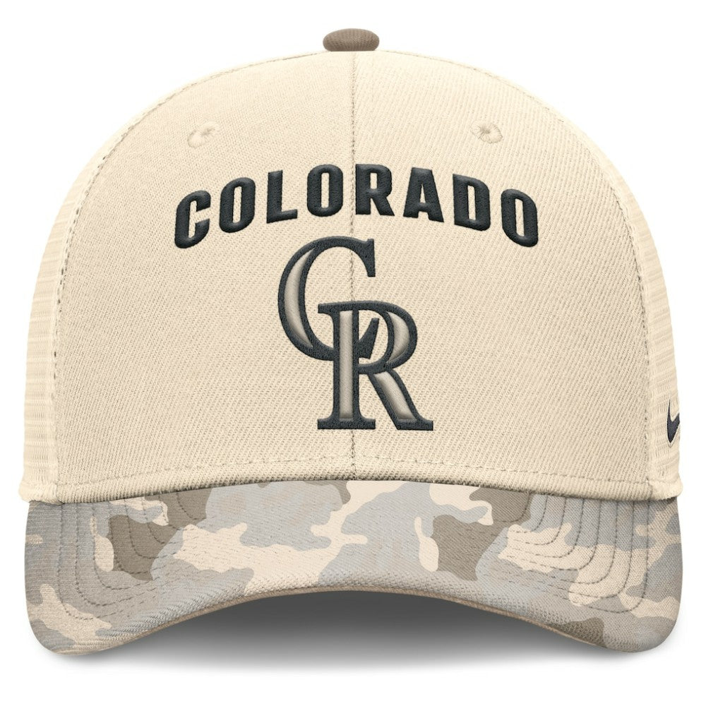 Colorado Rockies Nike Camo Natural Pack Rise Adjustable Trucker Hat - MLB