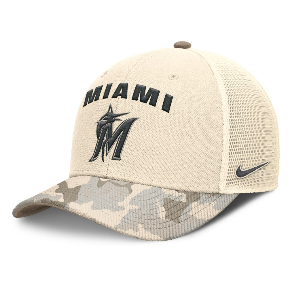 Miami Marlins Nike Camo Natural Pack Rise Adjustable Trucker Hat - MLB