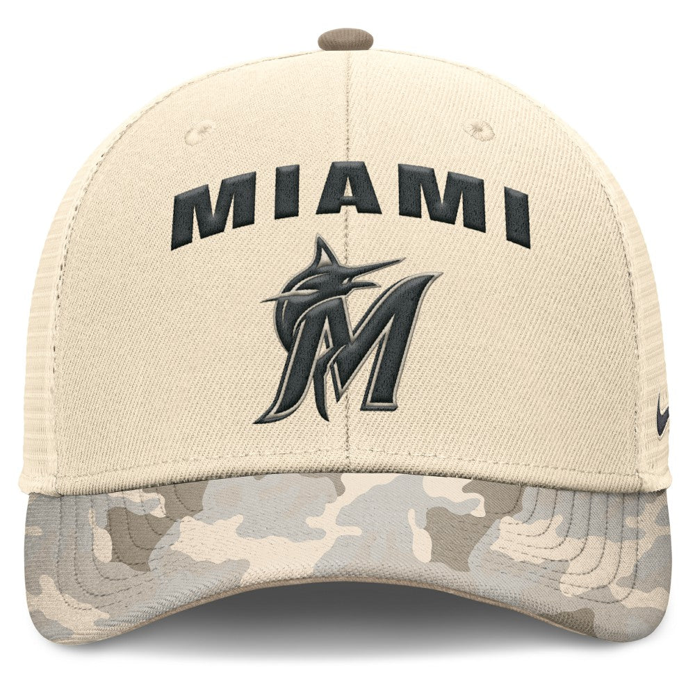 Miami Marlins Nike Camo Natural Pack Rise Adjustable Trucker Hat - MLB