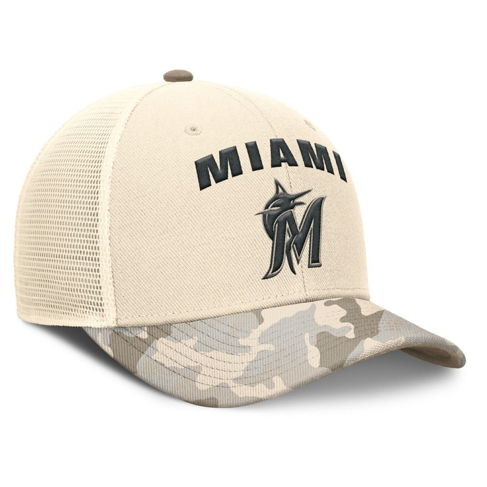 Miami Marlins Nike Camo Natural Pack Rise Adjustable Trucker Hat - MLB