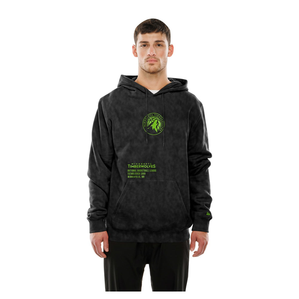 Minnesota Timberwolves Sport Night Mineral Wash Pullover Hoodie Black - NBA