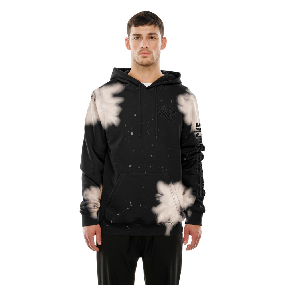 New York Knicks Injection Bleached Out Raw Edge Hoodie Black - NBA