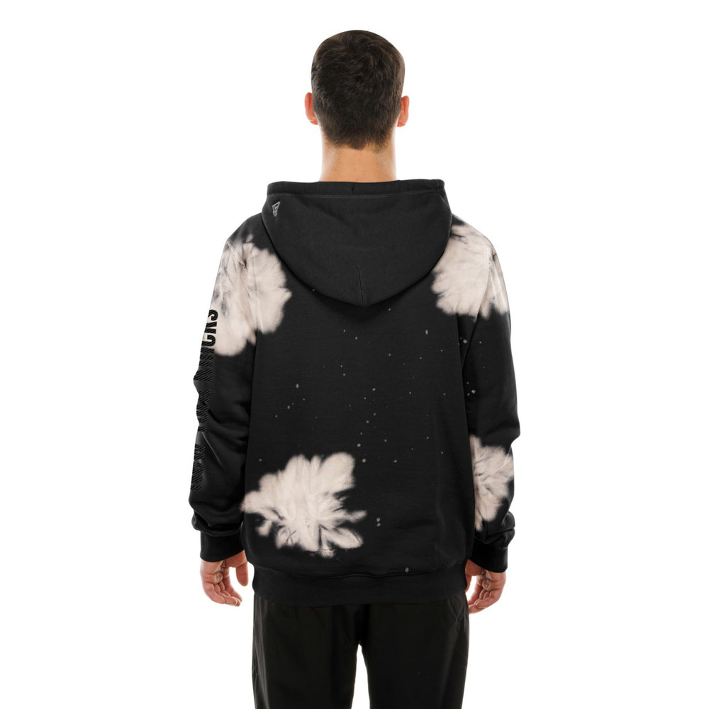 New York Knicks Injection Bleached Out Raw Edge Hoodie Black - NBA