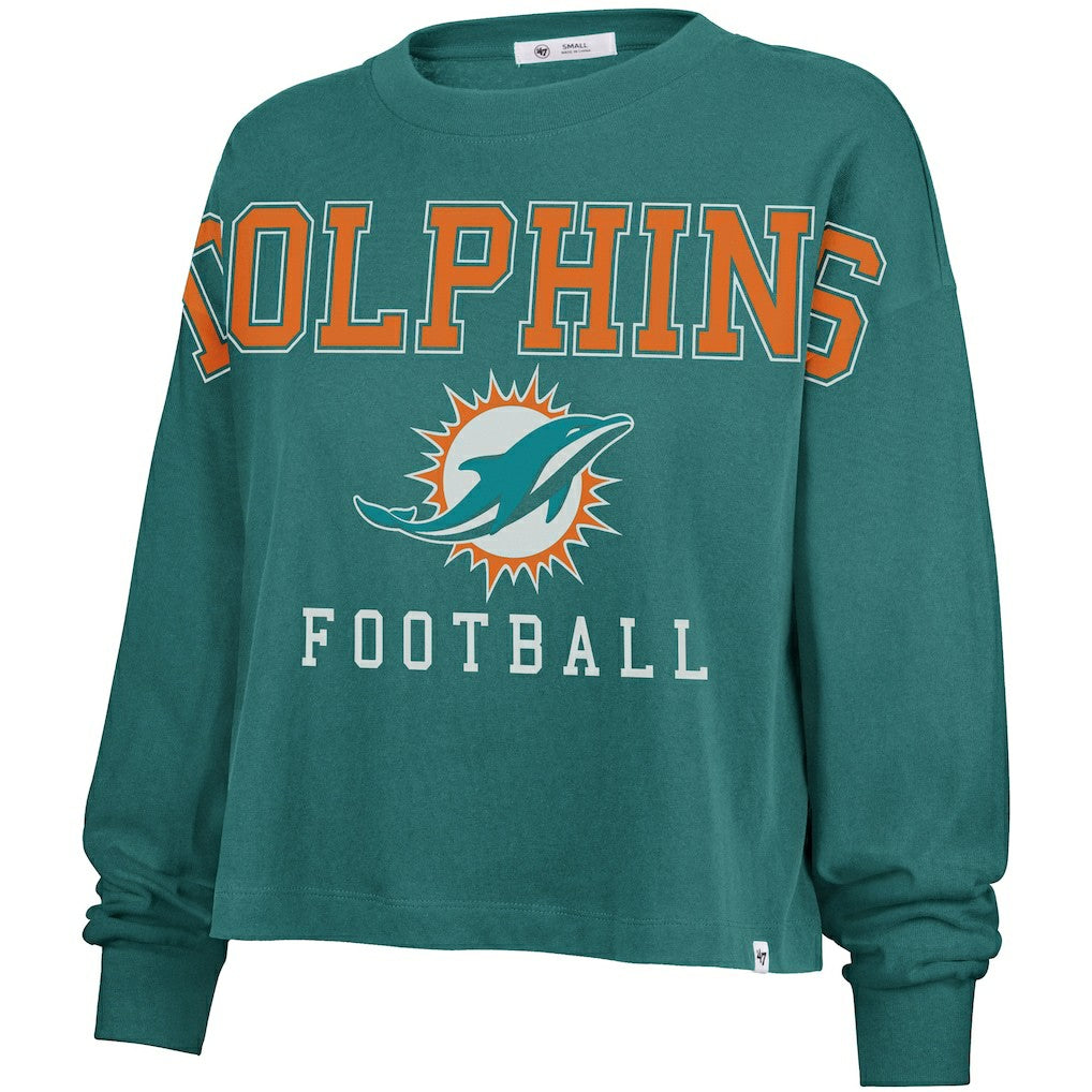 Miami Dolphins '47 Women's Outreach City Oversized Long Sleeve T-Shirt Aqua | 47 brand