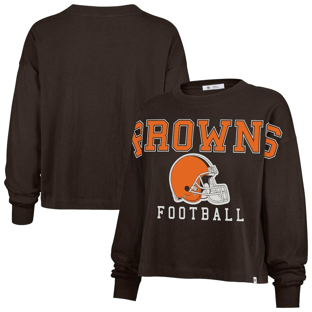 Cleveland Browns '47 Women's Outreach City Oversized Long Sleeve T-Shirt Brown | 47 brand