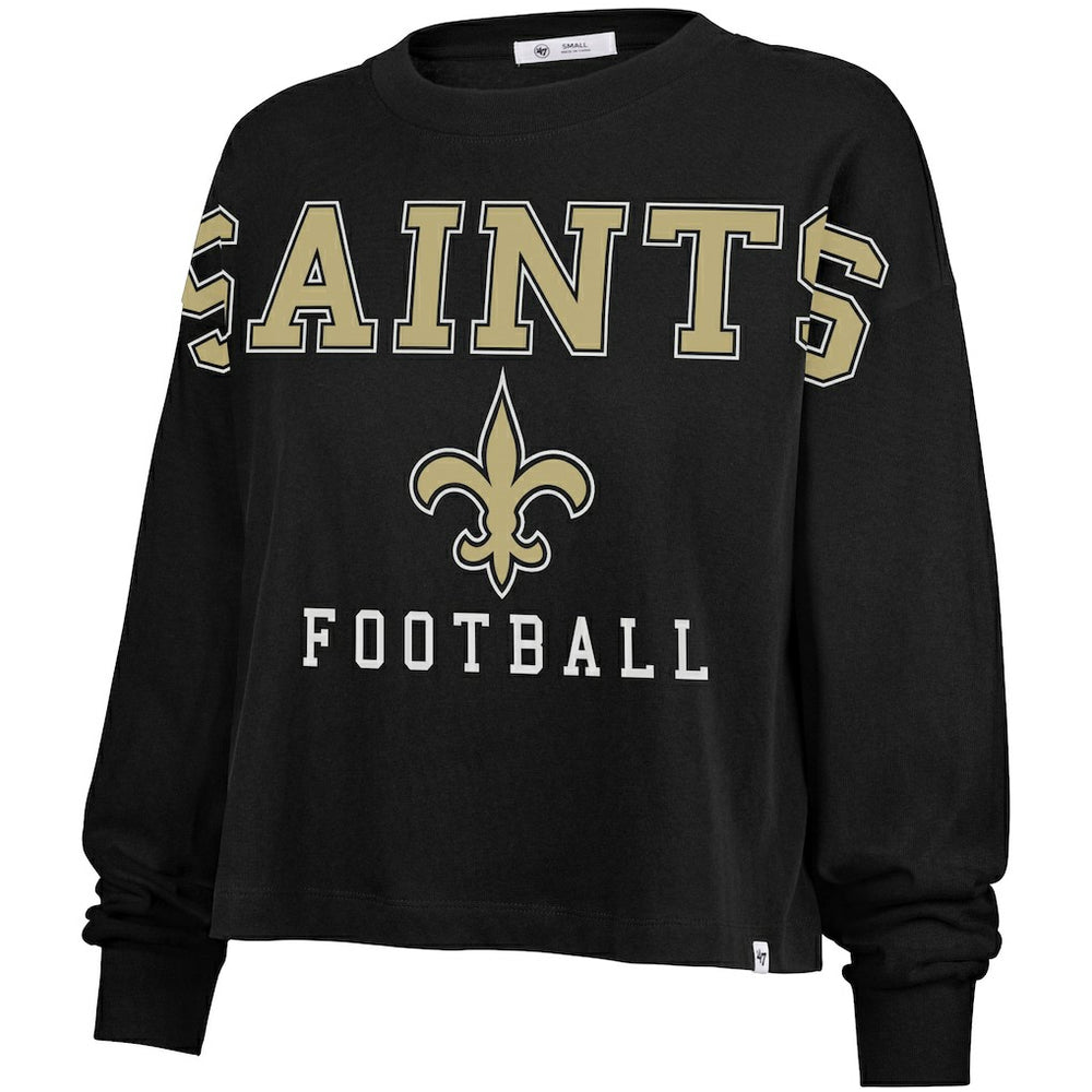 New Orleans Saints '47 Women's Outreach City Oversized Long Sleeve T-Shirt Black | 47 brand