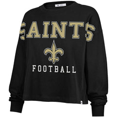 New Orleans Saints '47 Women's Outreach City Oversized Long Sleeve T-Shirt Black | 47 brand