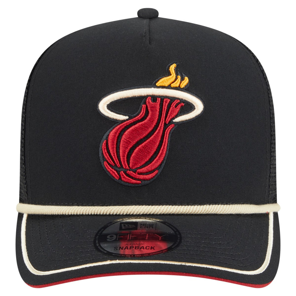 Miami Heat Vintage Team Rope A-Frame 9FIFTY Snapback Hat Black - NBA