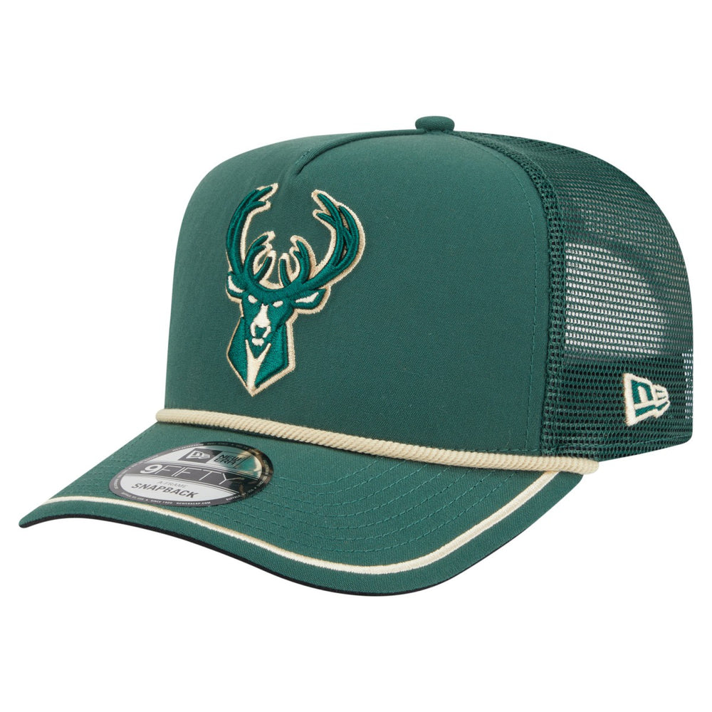 Milwaukee Bucks Vintage Team Rope A-Frame 9FIFTY Snapback Hat Hunter Green - NBA