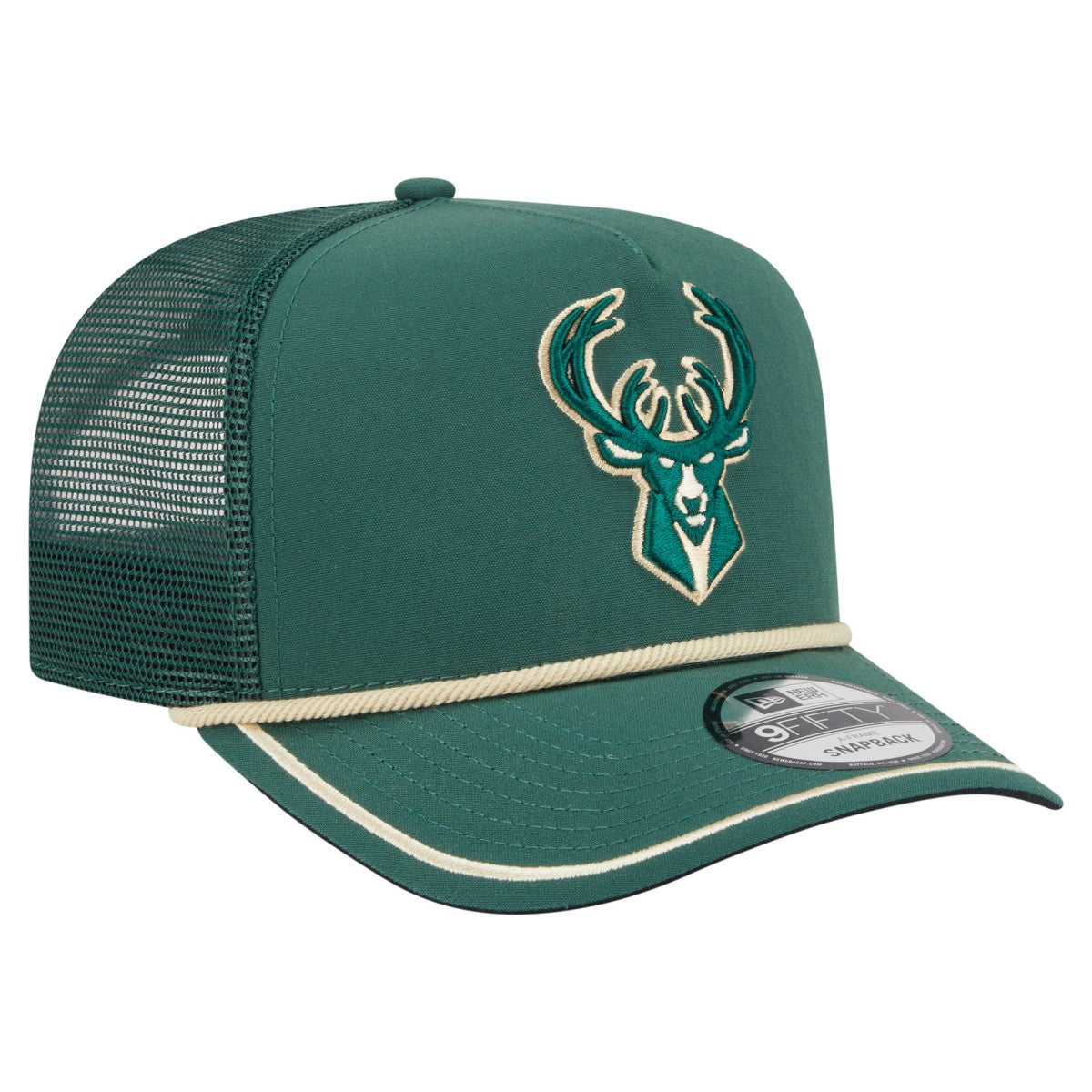 Milwaukee Bucks Vintage Team Rope A-Frame 9FIFTY Snapback Hat Hunter Green - NBA