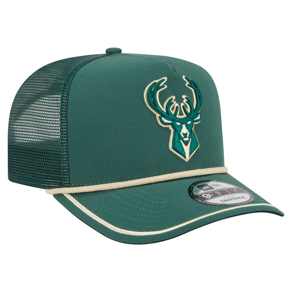 Milwaukee Bucks Vintage Team Rope A-Frame 9FIFTY Snapback Hat Hunter Green - NBA