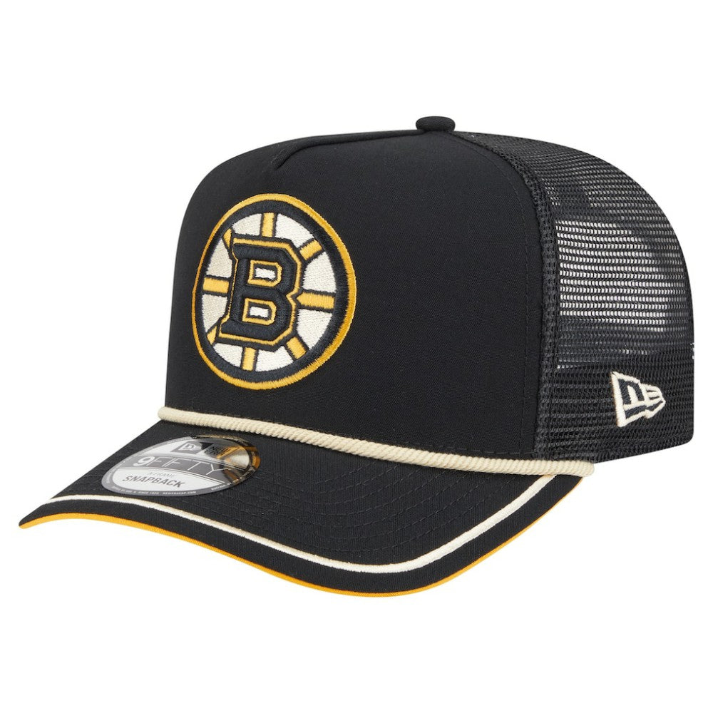 Boston Bruins New Era Vintage Team Rope A-Frame 9FIFTY Snapback Hat - Black - NHL