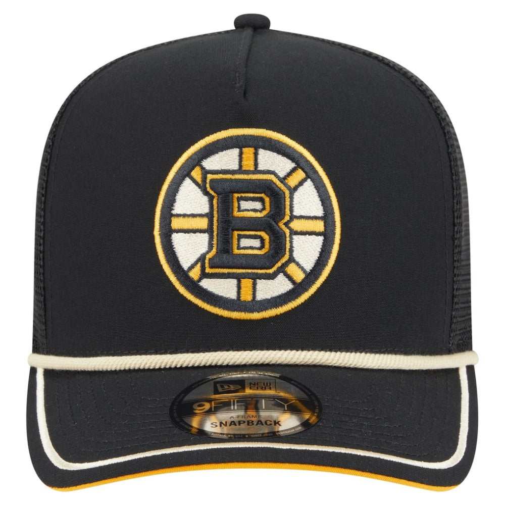 Boston Bruins New Era Vintage Team Rope A-Frame 9FIFTY Snapback Hat - Black - NHL