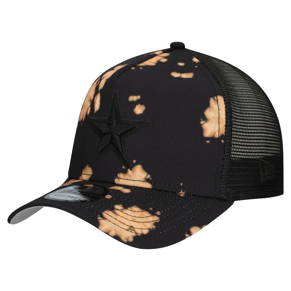 Dallas Cowboys New Era Bleached 9FORTY A-Frame Adjustable Hat Black | NFL