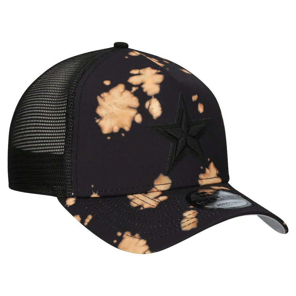 Dallas Cowboys New Era Bleached 9FORTY A-Frame Adjustable Hat Black | NFL