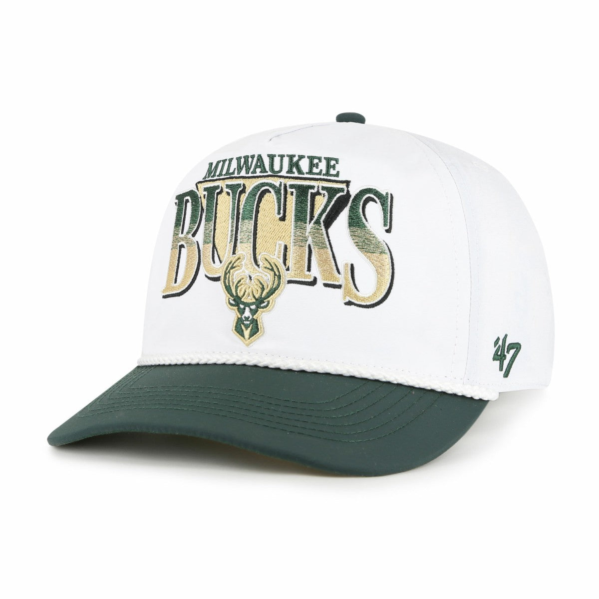 Milwaukee Bucks '47 Tribute Two-Tone Hitch Adjustable Hat White/Hunter Green - NBA