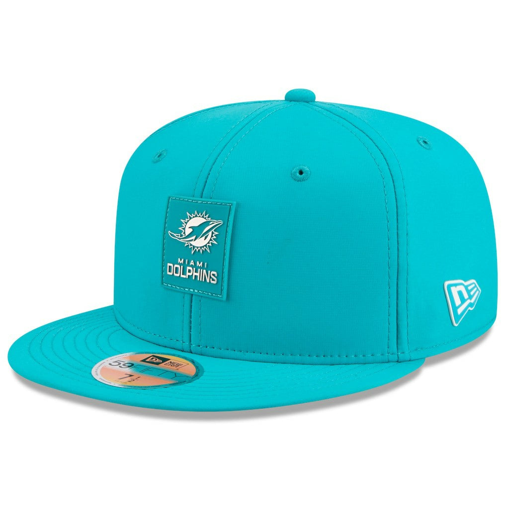 Miami Dolphins New Era 2025 Sideline 59FIFTY Fitted Hat Aqua | NFL