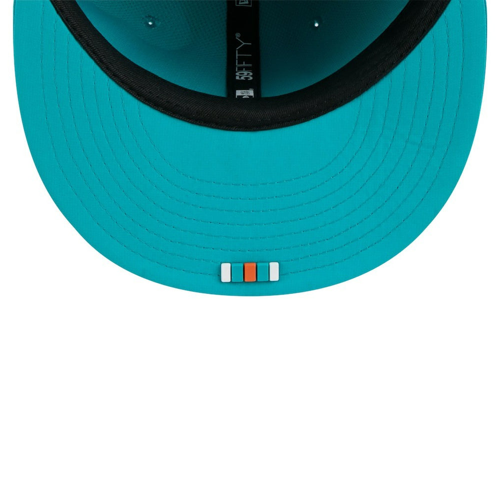 Miami Dolphins New Era 2025 Sideline 59FIFTY Fitted Hat Aqua | NFL
