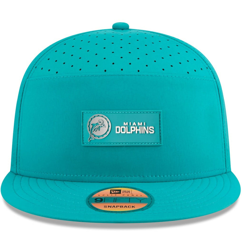 Miami Dolphins New Era 2025 Sideline Throwback Split Panel 9FIFTY Snapback Hat Aqua | NFL