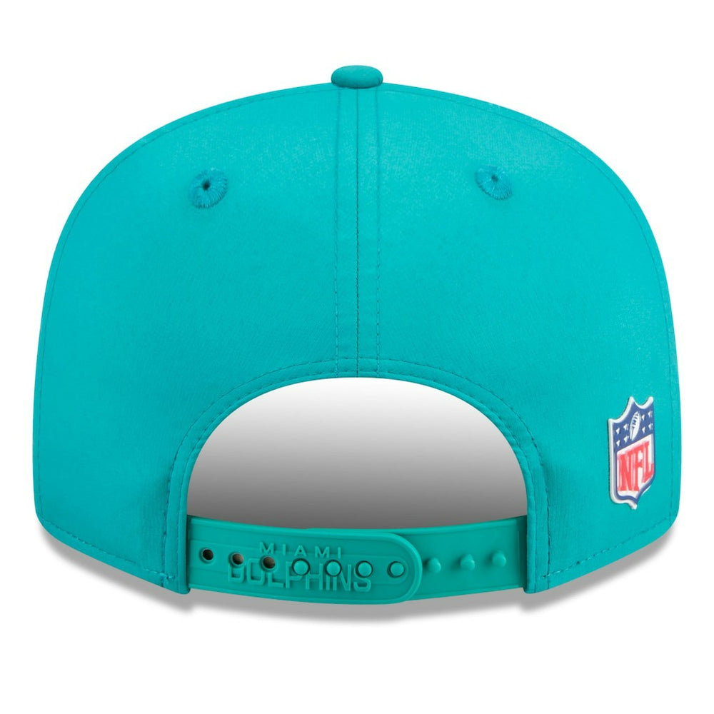 Miami Dolphins New Era 2025 Sideline Throwback Split Panel 9FIFTY Snapback Hat Aqua | NFL