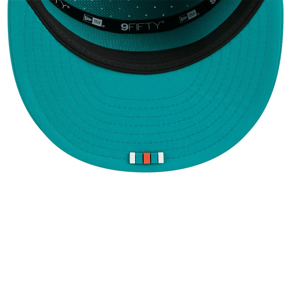 Miami Dolphins New Era 2025 Sideline Throwback Split Panel 9FIFTY Snapback Hat Aqua | NFL