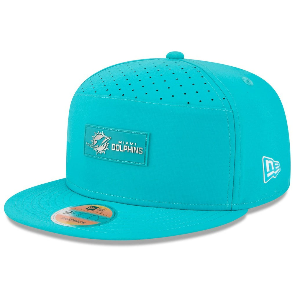 Miami Dolphins New Era 2025 Sideline Split Panel 9FIFTY Snapback Hat Aqua | NFL