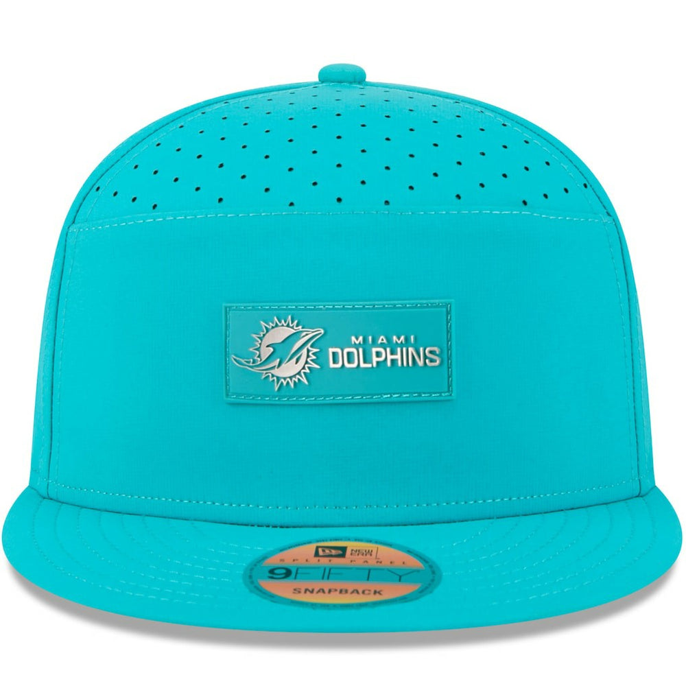Miami Dolphins New Era 2025 Sideline Split Panel 9FIFTY Snapback Hat Aqua | NFL