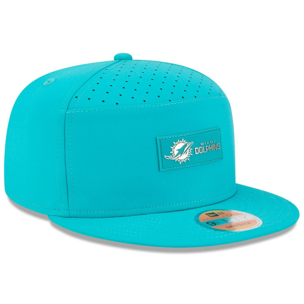 Miami Dolphins New Era 2025 Sideline Split Panel 9FIFTY Snapback Hat Aqua | NFL
