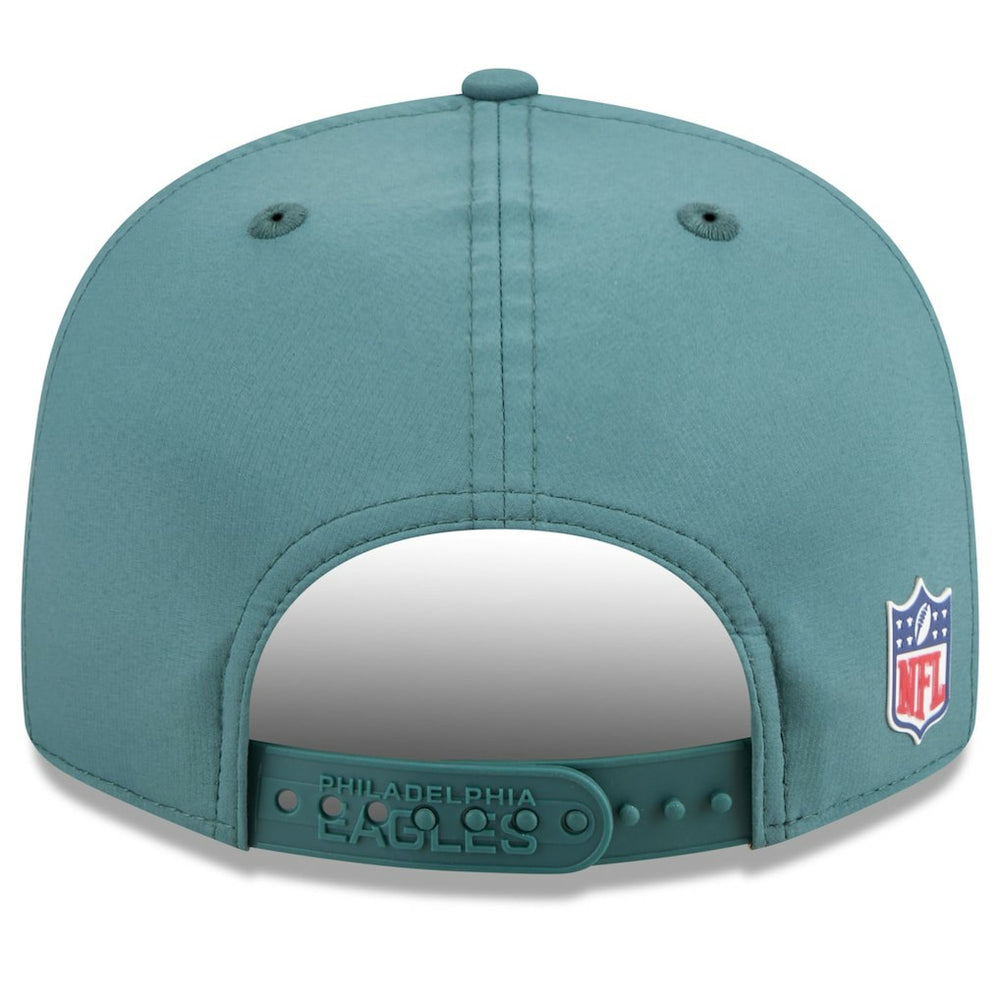 Philadelphia Eagles New Era 2025 Sideline Split Panel 9FIFTY Snapback Hat Midnight Green | NFL