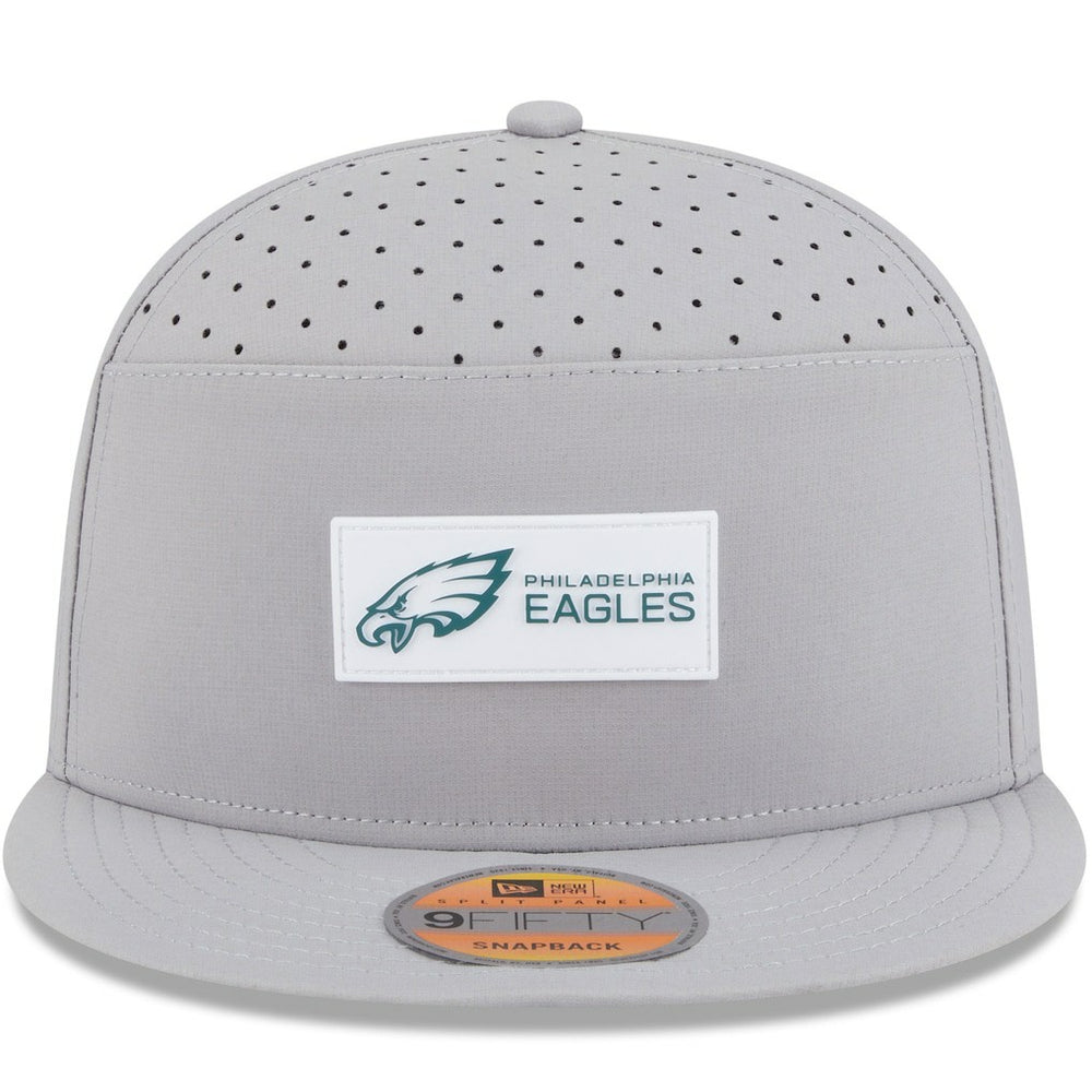 Philadelphia Eagles New Era 2025 Sideline Split Panel 9FIFTY Snapback Hat Gray | NFL