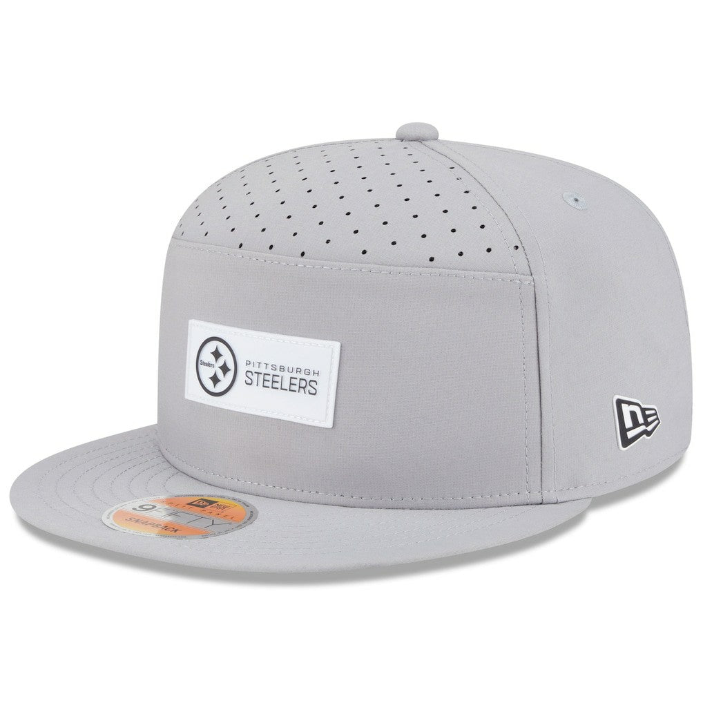 Pittsburgh Steelers New Era 2025 Sideline Split Panel 9FIFTY Snapback Hat Gray | NFL