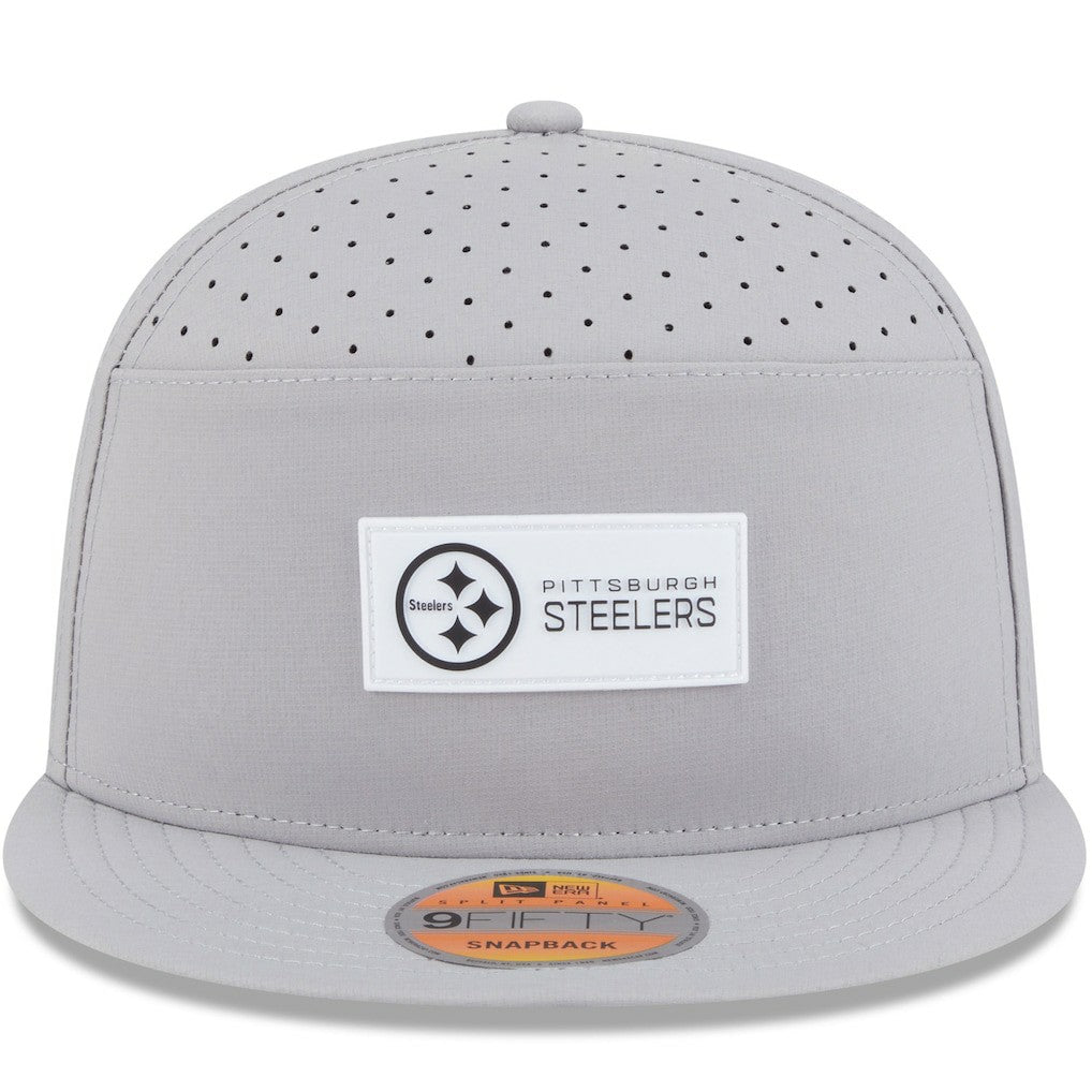 Pittsburgh Steelers New Era 2025 Sideline Split Panel 9FIFTY Snapback Hat Gray | NFL