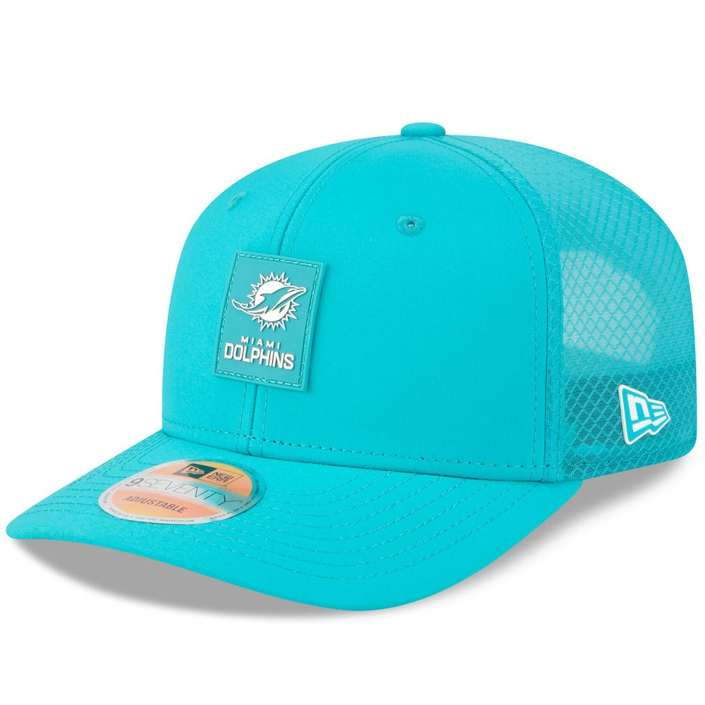 Miami Dolphins New Era 2025 Sideline 9SEVENTY Trucker Adjustable Hat Aqua | NFL