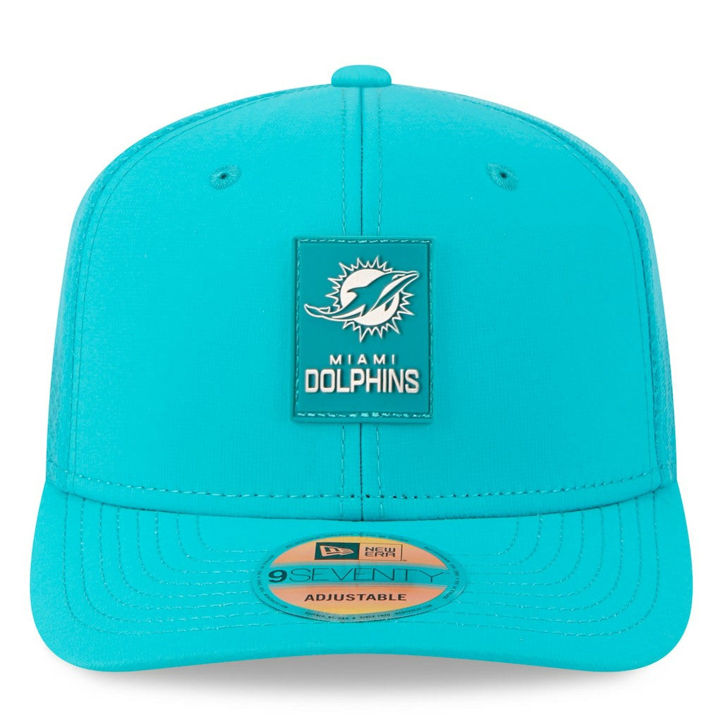 Miami Dolphins New Era 2025 Sideline 9SEVENTY Trucker Adjustable Hat Aqua | NFL