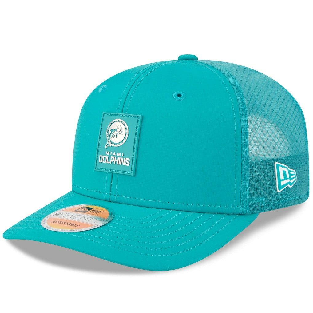 Miami Dolphins New Era 2025 Sideline Throwback 9SEVENTY Trucker Adjustable Hat Aqua | NFL