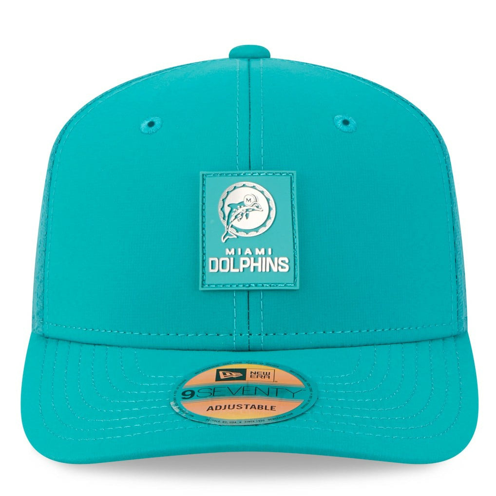 Miami Dolphins New Era 2025 Sideline Throwback 9SEVENTY Trucker Adjustable Hat Aqua | NFL