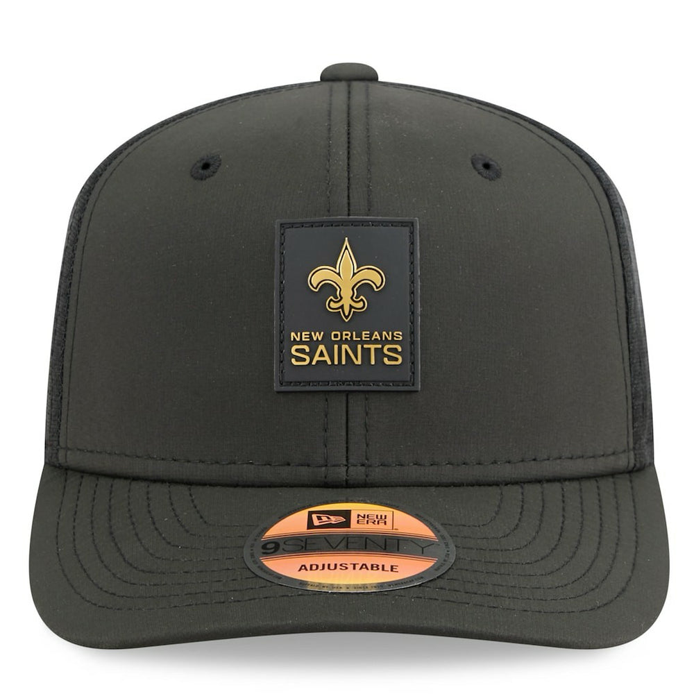 New Orleans Saints New Era 2025 Sideline 9SEVENTY Trucker Adjustable Hat Black | NFL