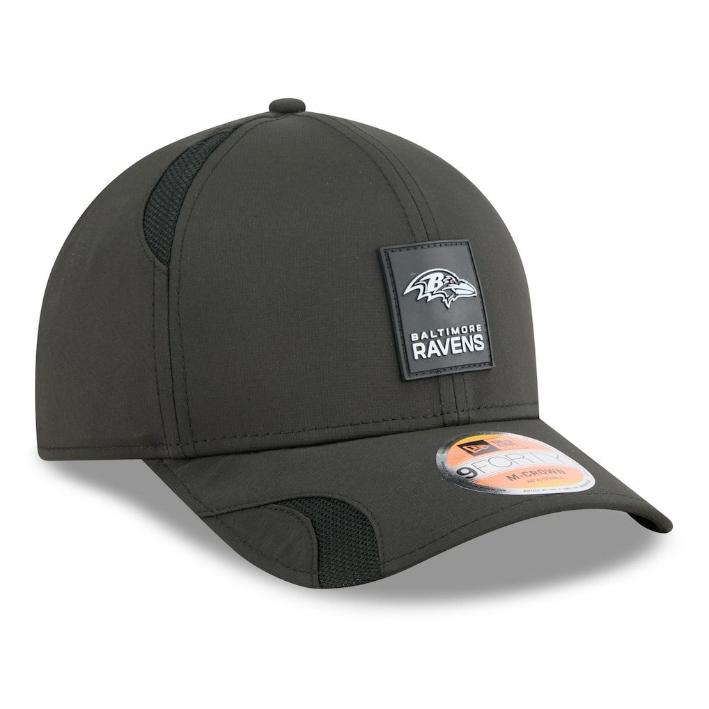Baltimore Ravens New Era 2025 Sideline M-Crown 9FORTY Adjustable Hat Black | NFL