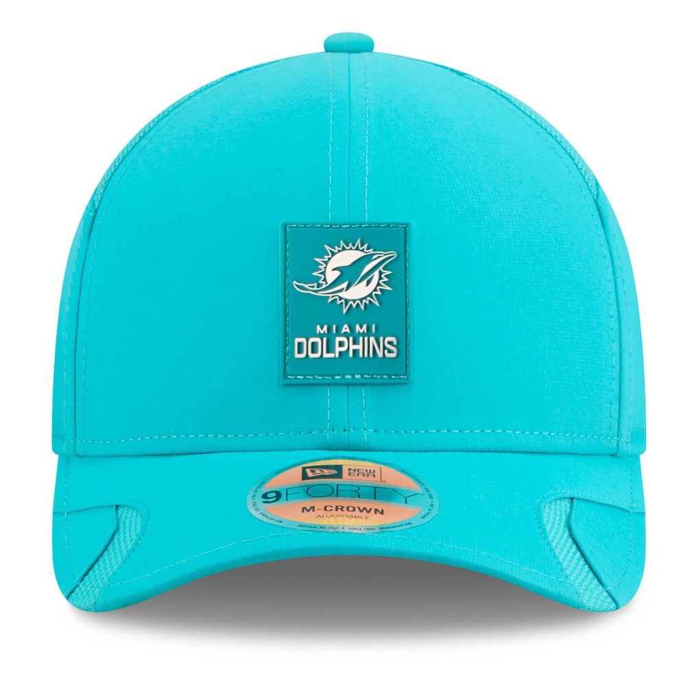 Miami Dolphins New Era 2025 Sideline M-Crown 9FORTY Adjustable Hat Aqua | NFL