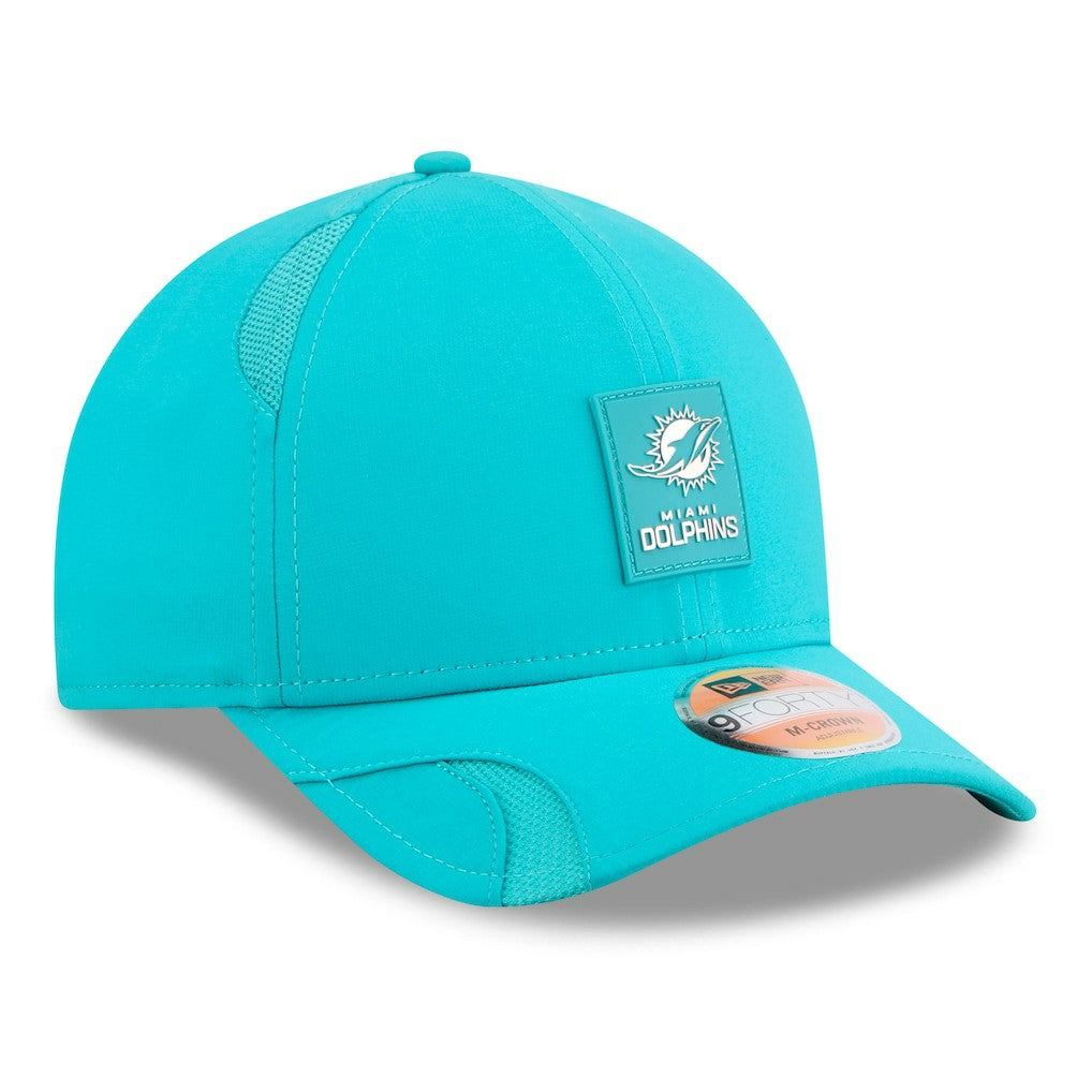 Miami Dolphins New Era 2025 Sideline M-Crown 9FORTY Adjustable Hat Aqua | NFL